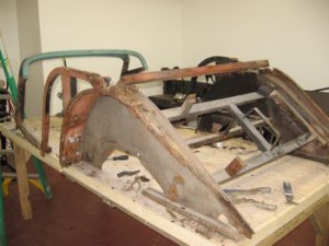 Morgan body tub with sheet metal removed
