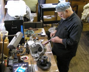 Butch measures up parts for an Austin Healey BJ8 differential