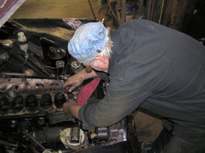 Butch check a Rover 3 litre engine for coolant leakage