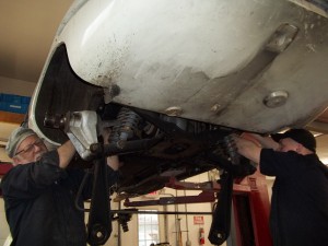 Butch & John strip another E-type IRS at East Coast Collision & Restoration