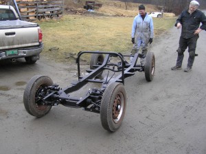 Steve & Butch assess an MG TD rolling chassis