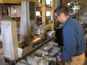 Patrick dresses an overdrive thrust washer on the surface grinder