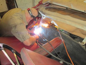 Butch welds seatbelt anchorages in an MGA