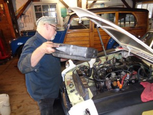 Butch adds coolant to an MGB