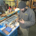 Patrick examines engine bearings